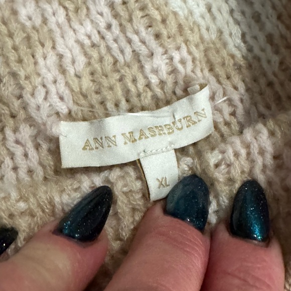 ANN MASHBURN women’s tan CASHMERE mock turtle neck sleeveless sweater sz XL - Picture 5 of 7